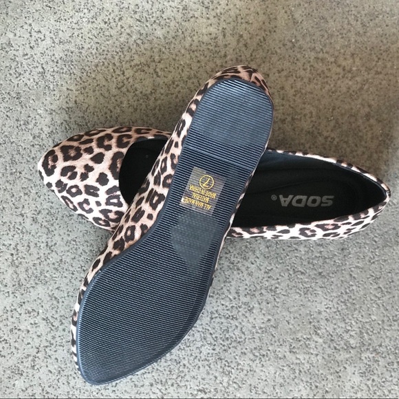 Last 1 Soda Leopard Almond Ballerina FLATS Size 10 - Picture 5 of 6